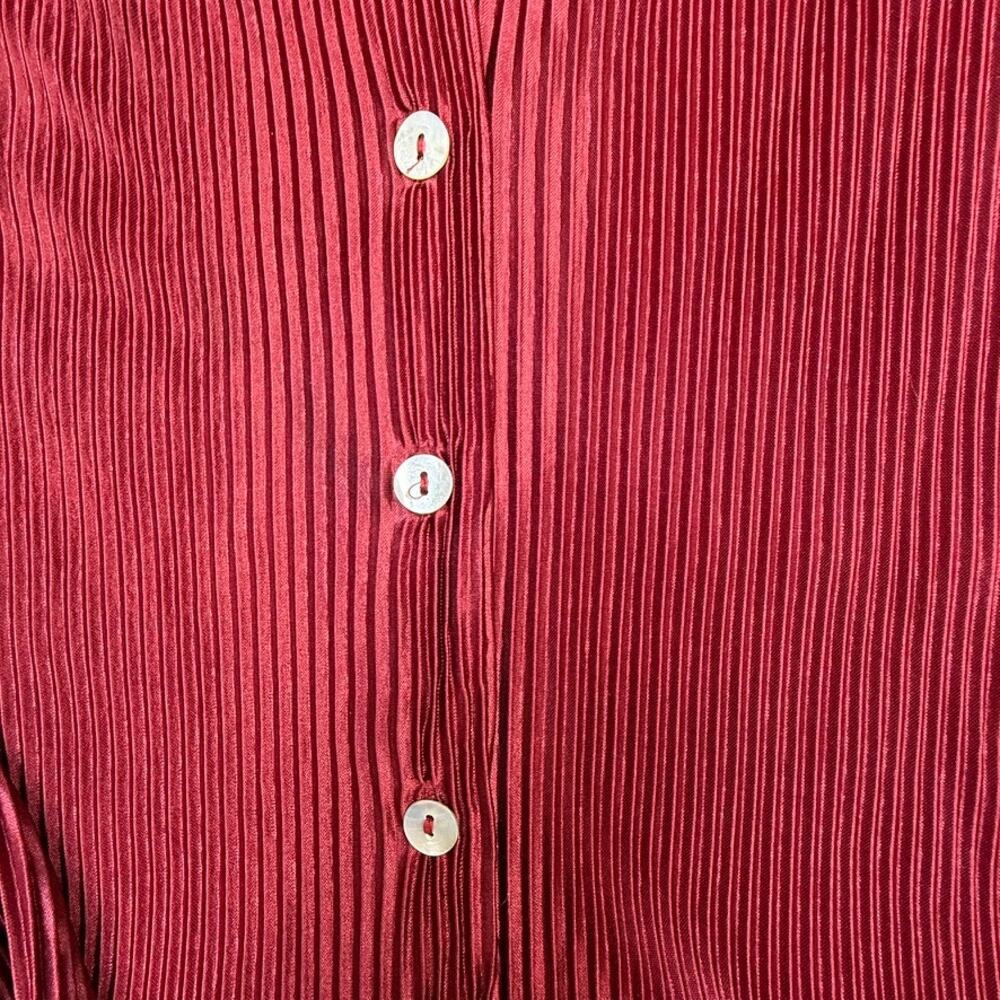 Waverles Pleated 2 Piece Set Burgundy Button Shirt Pants S Resort Lounge - Picture 4 of 16
